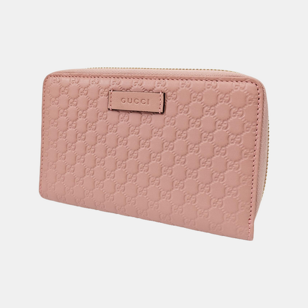 Microguccissima Monogram Calfskin Pink Wallet