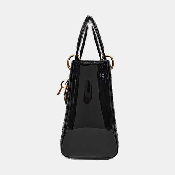 Lady Dior Medium Cannage Patent Leather Black