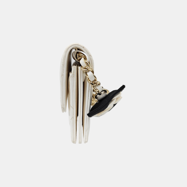 Quilted Lambskin Shoulder Bag White