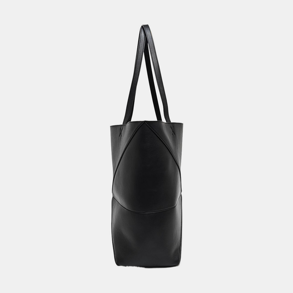 Puzzle Fold Medium Quilted Calfskin Black