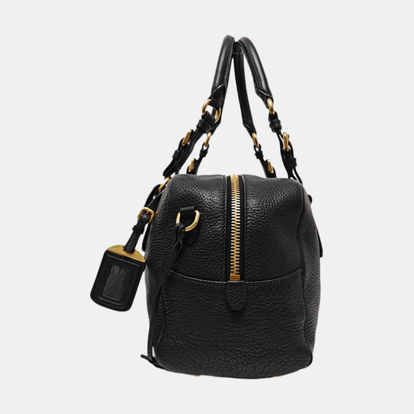 Calfskin Top Handle Bag Black