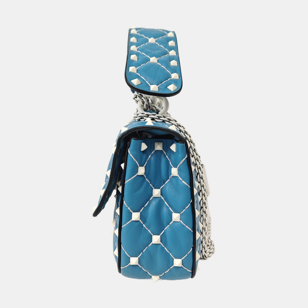 Spike Up Small Quilted Lambskin Blue
