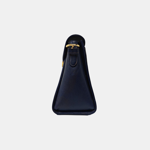 Leather Shoulder Bag Blue