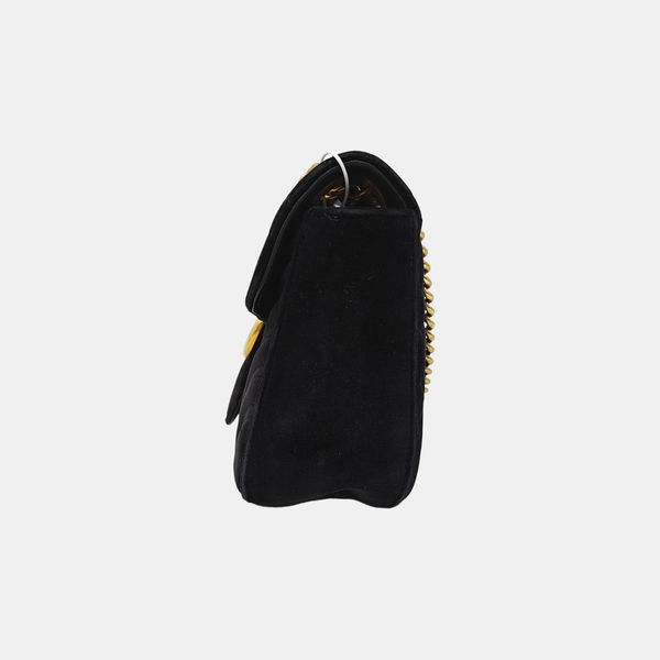GG Marmont Medium Quilted Velvet Black