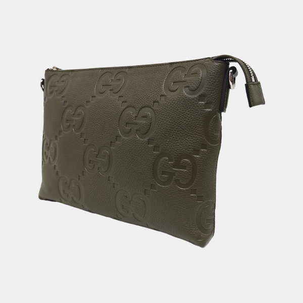 GG Messenger Medium Monogram Calfskin Green