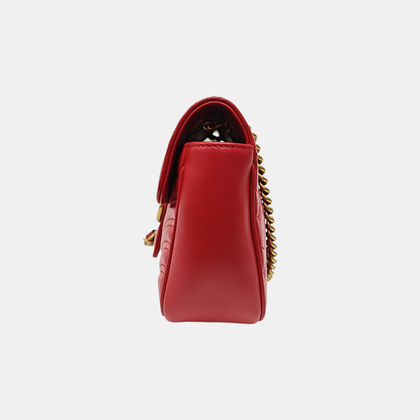 GG Marmont Medium Quilted Calfskin Red
