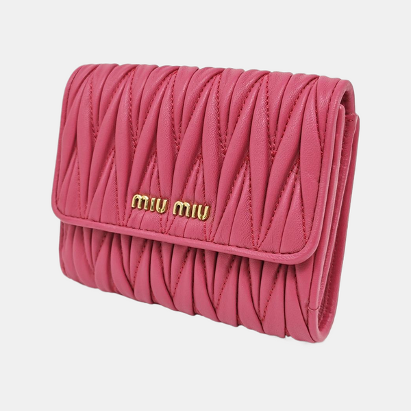 Matelassé Quilted Lambskin Red Card Holder