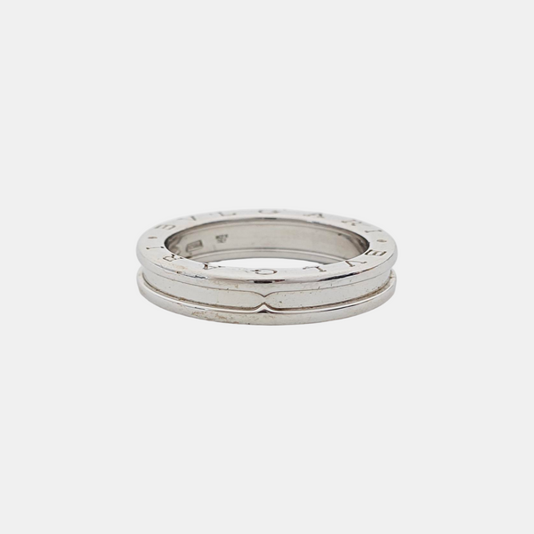 B.ZERO1 18k White Gold Silver Ring EU 60