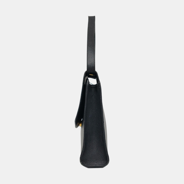 Leather Top Handle Bag Black