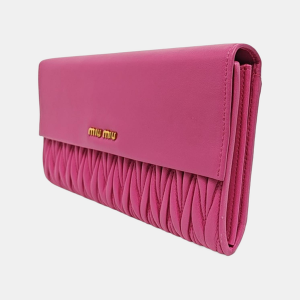 Flap Wallet Quilted Lambskin Red Wallet