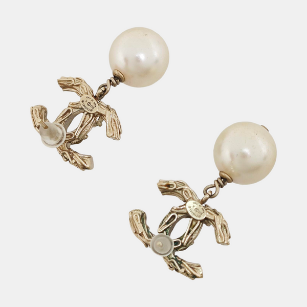 CC Logo Metal Gold Stud Earrings