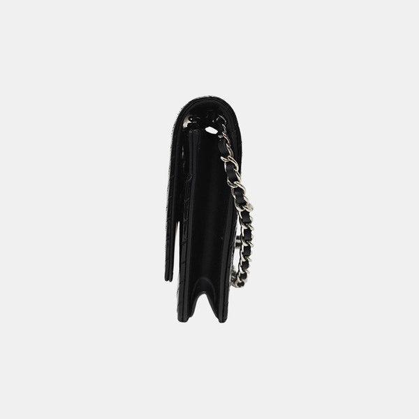 WOC Chevron, Quilted Patent Calfskin Black