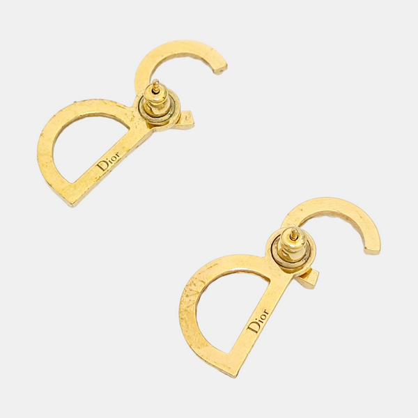 CD Lock Metal Gold Stud Earrings