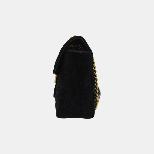 GG Marmont Medium Quilted Velvet Black