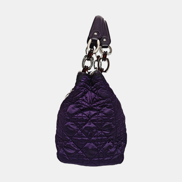 Cannage Silk Satin Tote Bag Purple