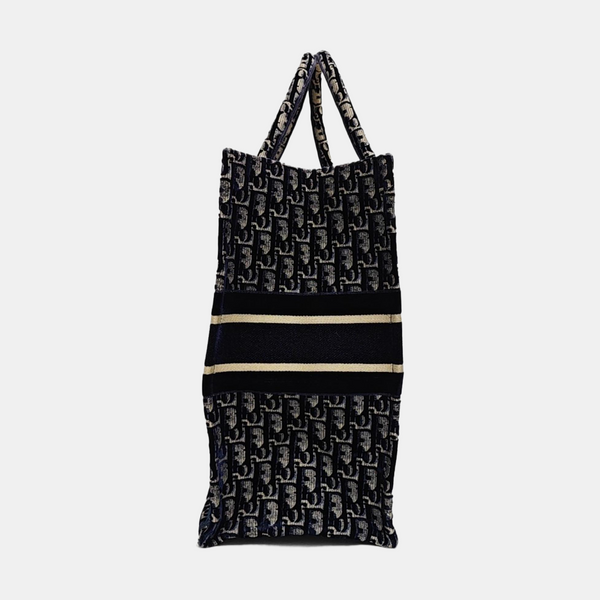 Book Tote Large Oblique Velvet Blue