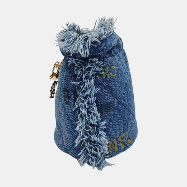 DRAWSTRING Mini Quilted Denim Blue