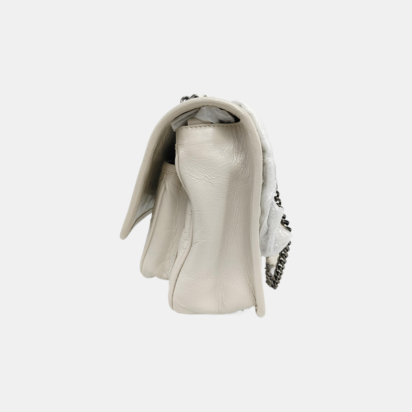 NIKI Small Chevron Calfskin White
