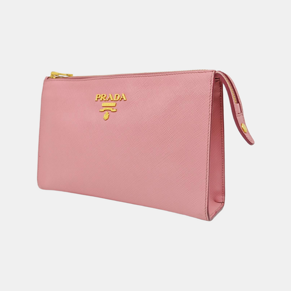 Saffiano Calfskin Clutch Pink