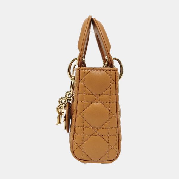 Lady Dior Super Mini Cannage Lambskin Brown