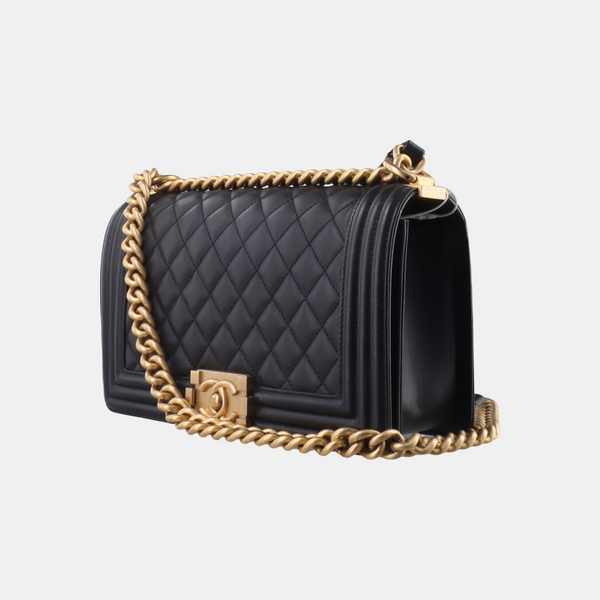 BOY CHANEL Medium Quilted Calfskin Black