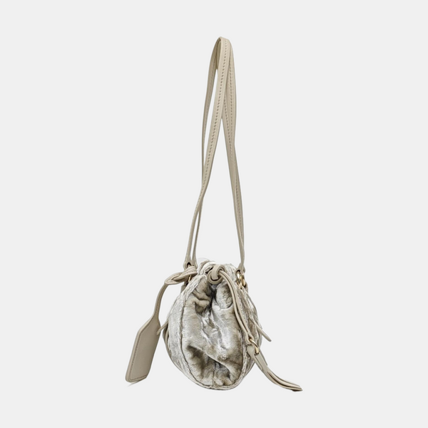 Velvet Top Handle Bag Gray