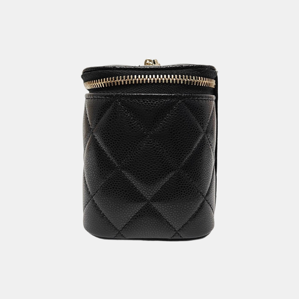 VANITY CASE Small Quilted Grained Calfskin Black