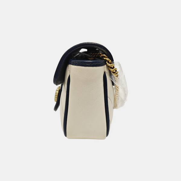 GG Marmont Super Mini Quilted Calfskin White