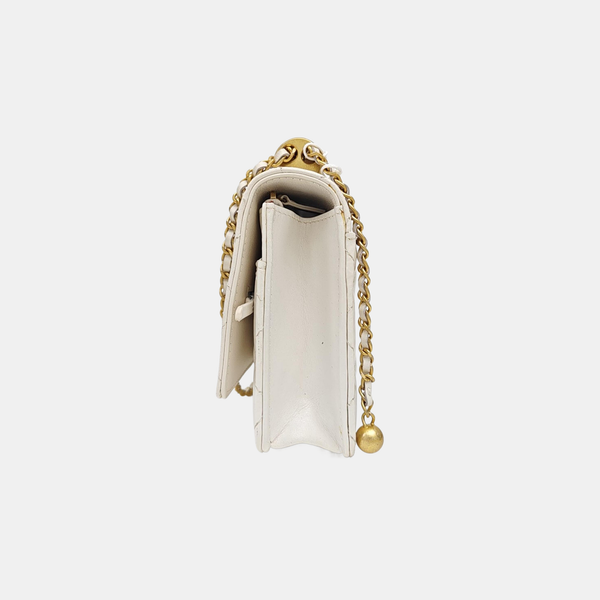Quilted Calfskin Shoulder Bag White