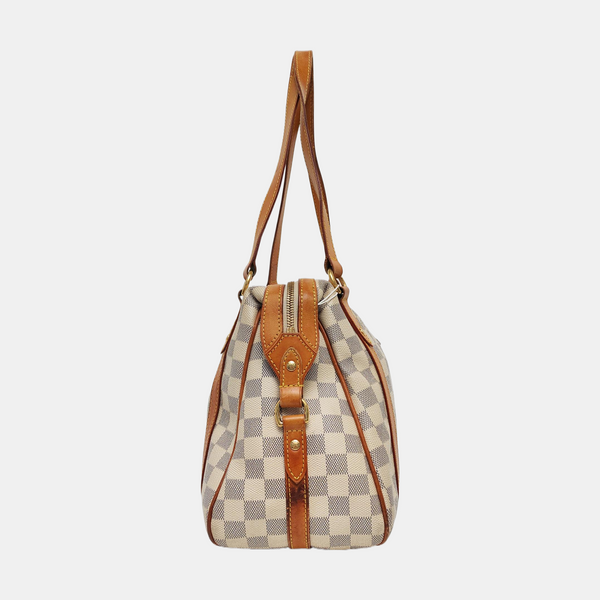 STRESA PM Damier Azur Coated Canvas White
