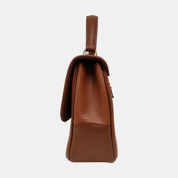 Calfskin Top Handle Bag Brown