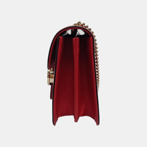 Piel de becerro roja pequeña con GG entrelazadas