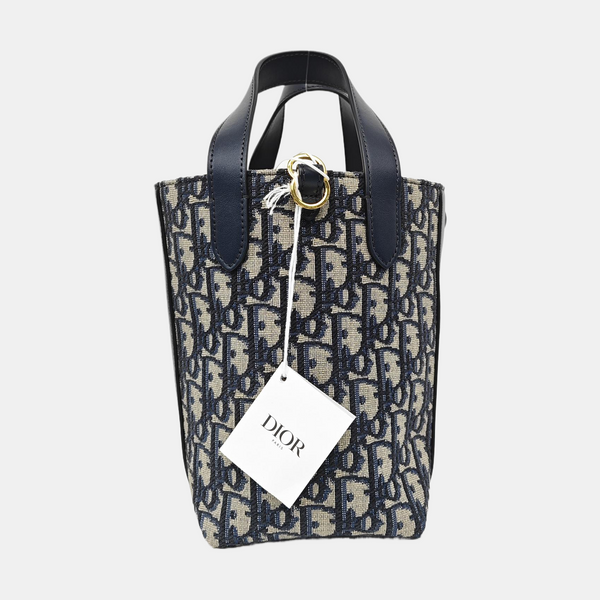 CD Signature Small Oblique Calfskin Blue