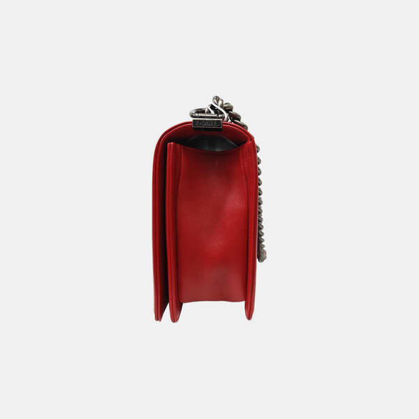 BOY CHANEL Large Quilted Calfskin Red