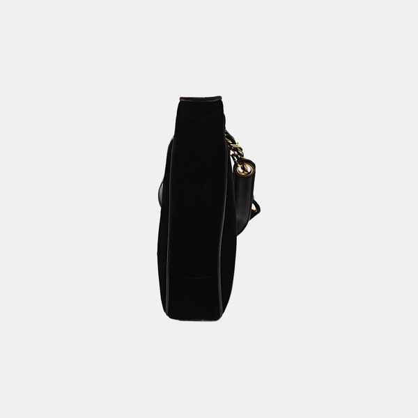 Quilted Fabric Shoulder Bag Black