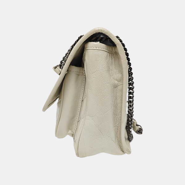 NIKI Small Chevron Calfskin White
