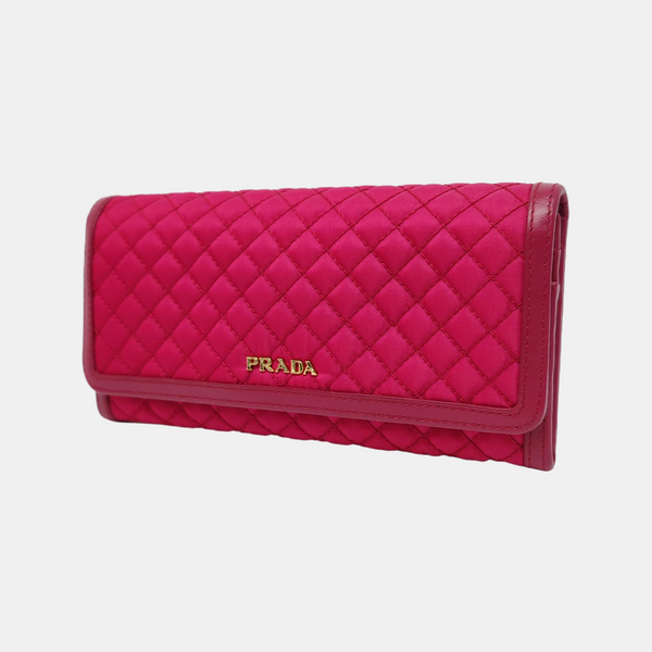 Quilted Nylon Wallet Red