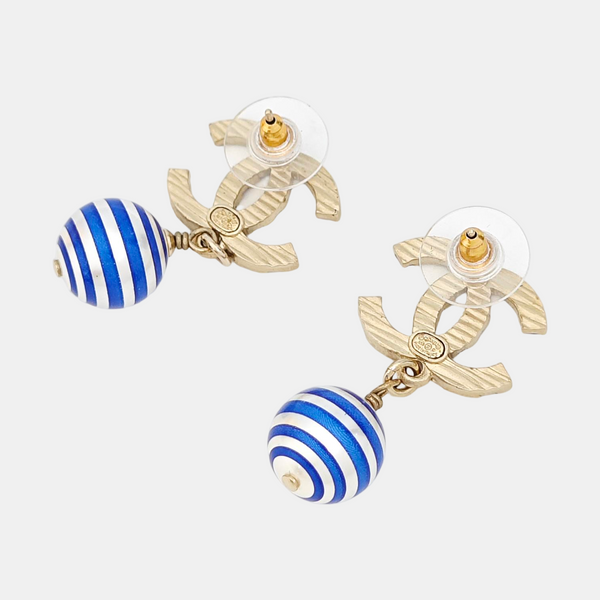 CC Logo Metal Gold Earrings