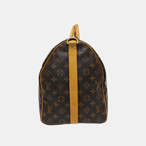 KEEPALL 50 Monogram Coated Canvas Brown