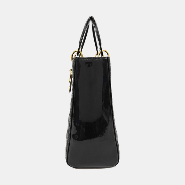 Lady Dior Large Patent Leather Black