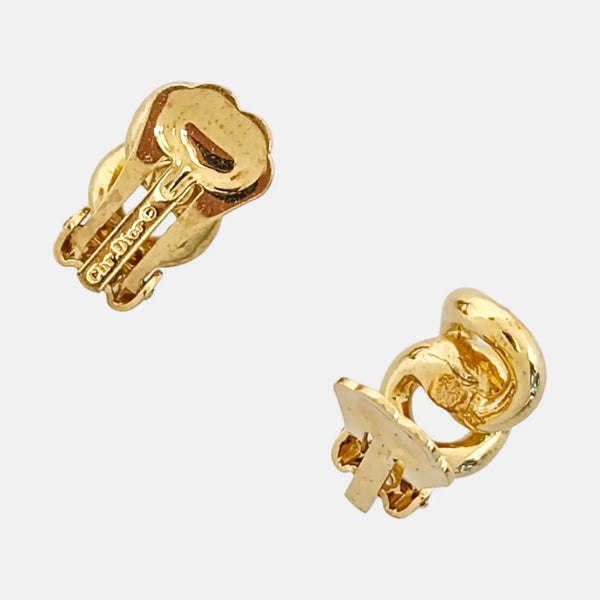 Twist Round Metal Gold Clip On Earrings