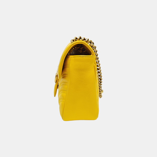 GG Marmont Medium Quilted Calfskin Yellow