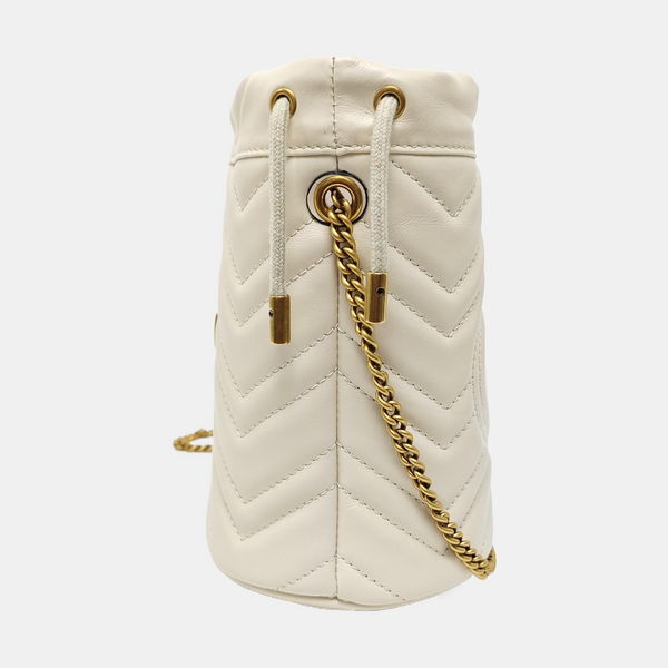 GG Marmont Mini Quilted Lambskin White
