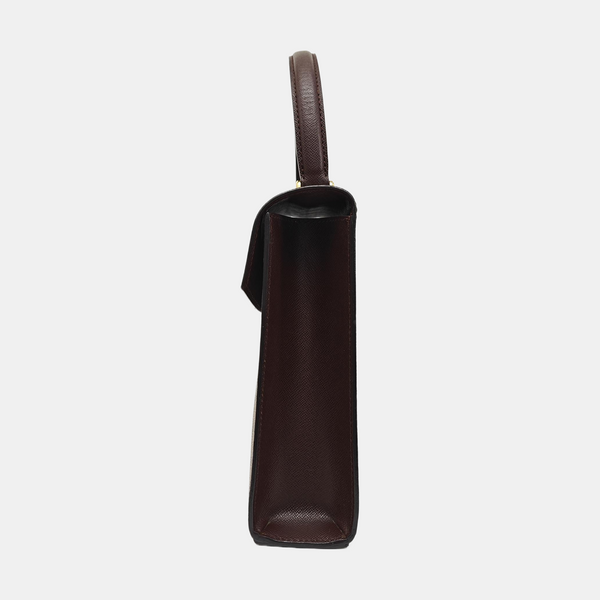 Coated Canvas Top Handle Bag Brown