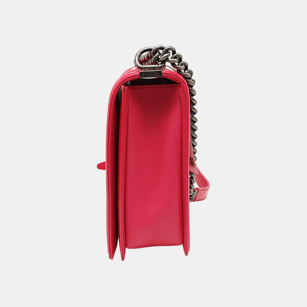 BOY CHANEL Maxi Quilted Patent Leather Red