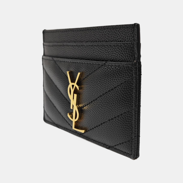 MONOGRAM Chevron Calfskin Black Card Holder