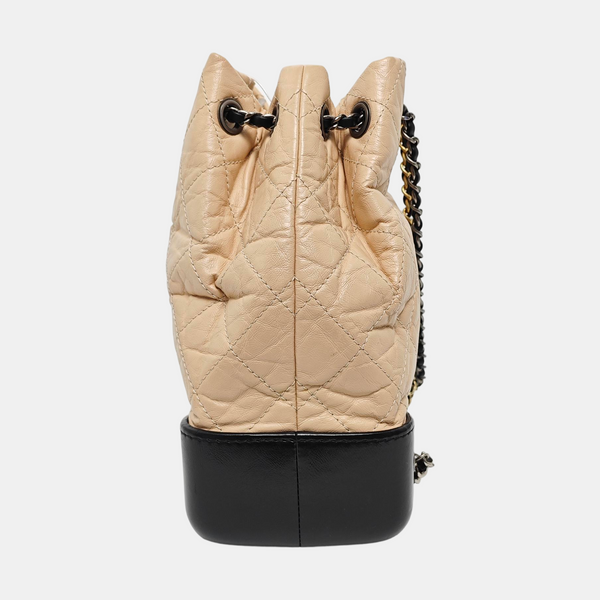 GABRIELLE Small Quilted Calfskin Beige