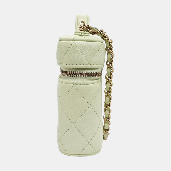 VANITY CASE Mini Quilted Grained Calfskin Green