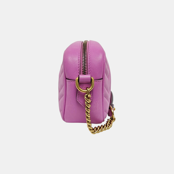 Authenticated pre-owned GG Marmont Mini Quilted Calfskin Purple - Shoulder Bag at Looply