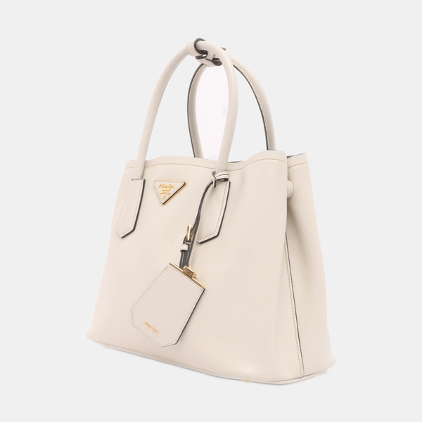 Double Medium Saffiano Calfskin White